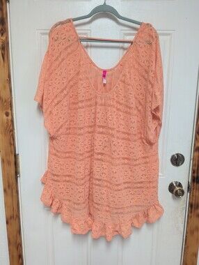 Victoria's Secret Peach Lace Cap Sleeve Tunic Style Top Cover Up  Women XS/S